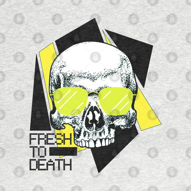 Skull with Sunglasses - Fresh to Death (lime green) by AnAzArt